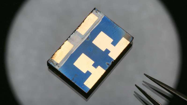 Un prototype de cellule solaire à pérovskite (crédit: Alain Herzog/EPFL)