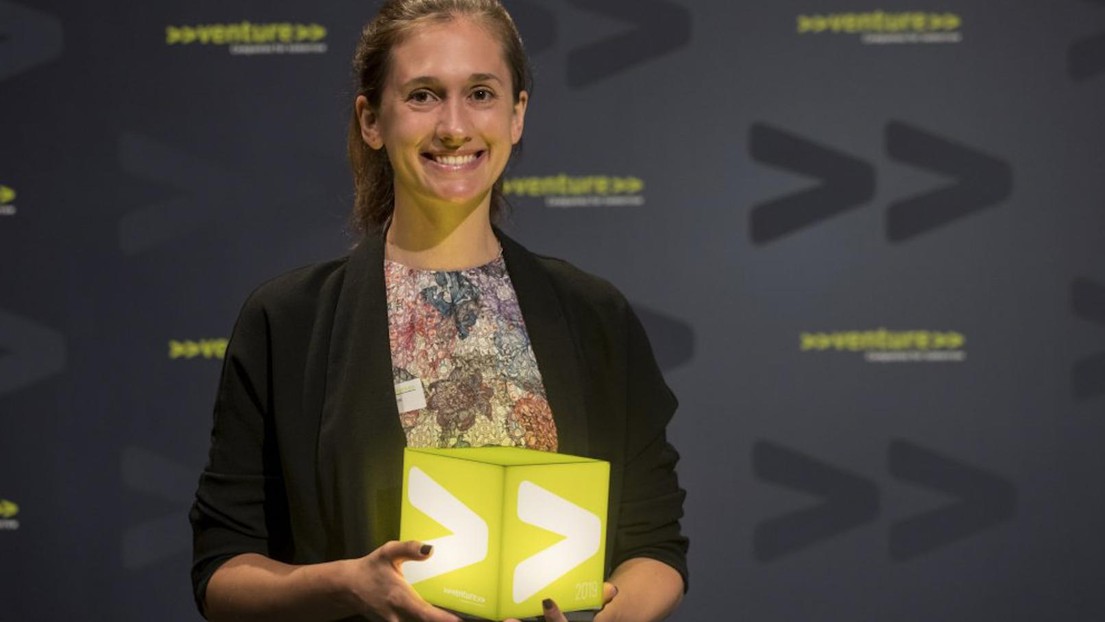 Samantha Anderson de la start-up sédunoise DePoly remporte un prix de 150 000 francs. © 2019 DR Le Nouvelliste