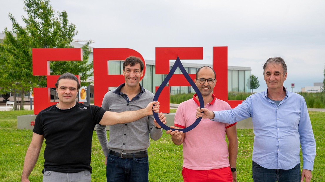 Miguel Peon Quiros and David Atienza of EPFL, Ramzi Bouzerda of Droople and Stéphane Storelli of Altis 2021 EPFL