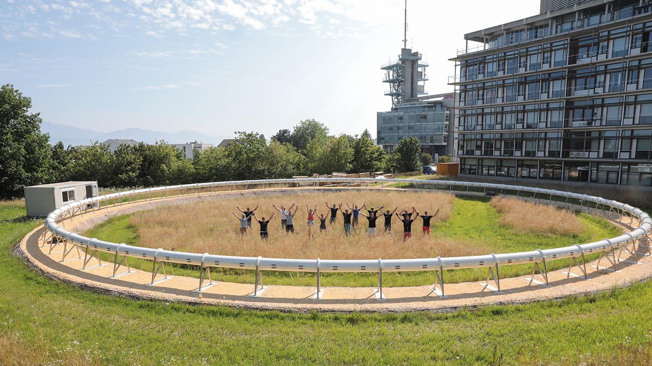 The test track – 40 m in diameter and 120 m long – is a first in Europe. © Murielle Gerber/EPFL