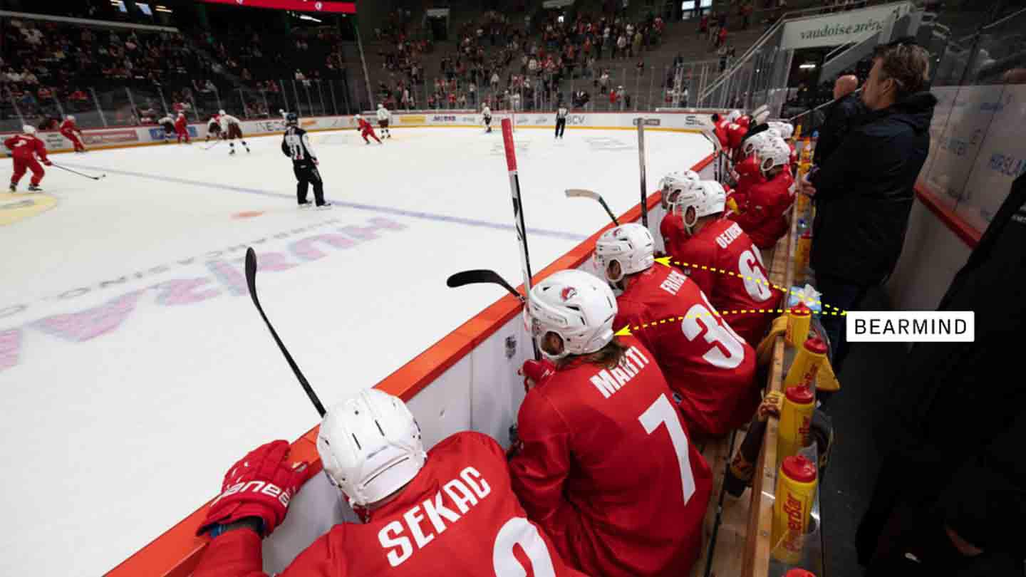 © 2021 Bearmind/Lausanne Hockey Club - Bearmind aims to prevent the cumulative risks associated with repetitive head impacts. Their sensors are being tested in the Swiss National League ice hockey.