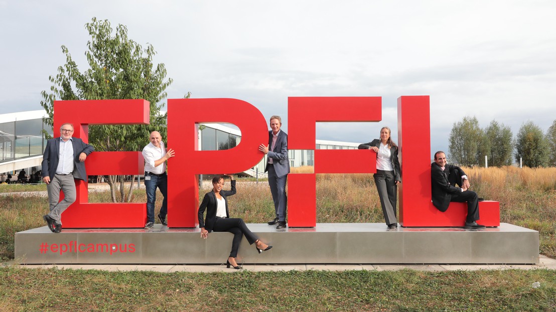 Marc-André Berclaz, Fadi Bayoud, Danielle Desravines, Martin Gonzenbach, Marcella Giovannini and Franco Vigliotti. © 2021 EPFL / Alain Herzog - CC BY-SA 4.0