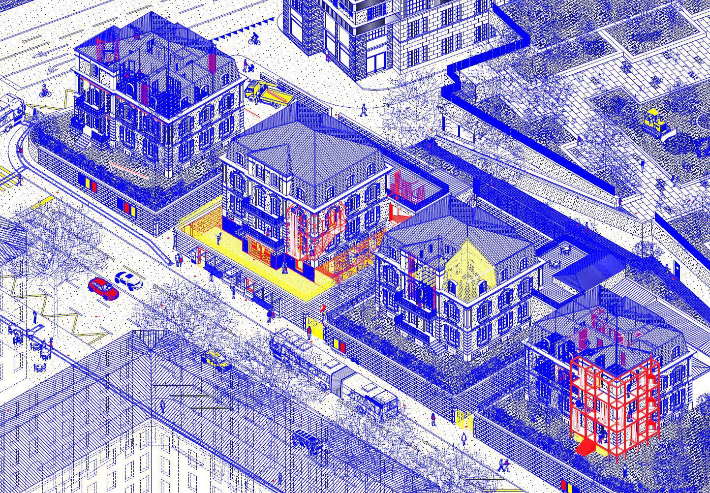 Plan des quatre villas urbaines situées à la rue Georgette, à Lausanne. © Claire Logoz /EPFL