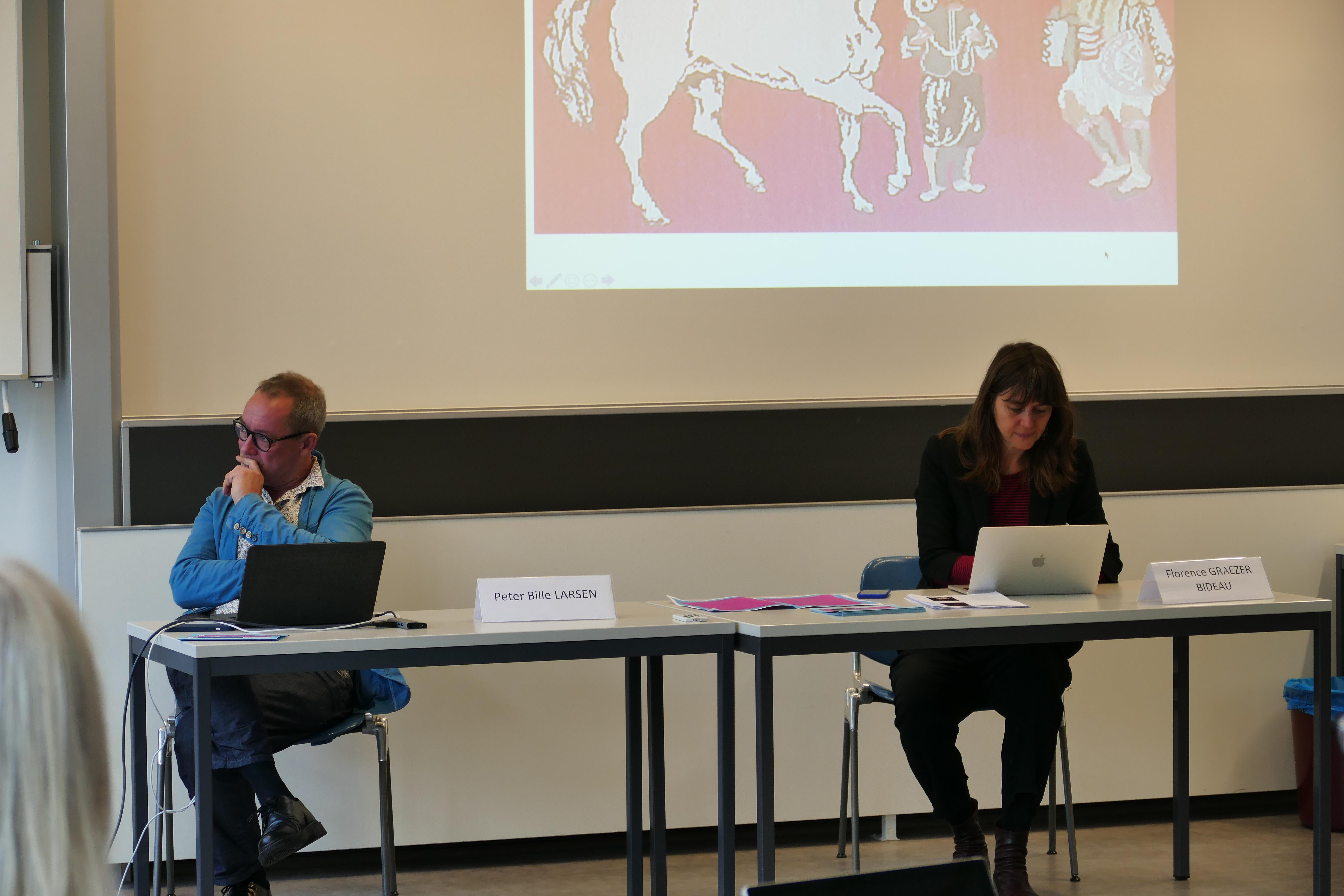 Organizers Peter Bille Larsen, left, and Florence Graezer Bideau, right © Virginie Martin/EPFL CDH