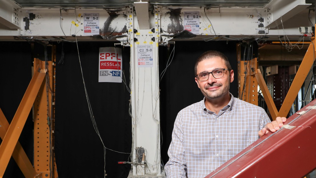 Dimitrios Lignos a reçu cette année le prix du meilleur enseignant de la Section de génie civil. © Alain Herzog/EPFL