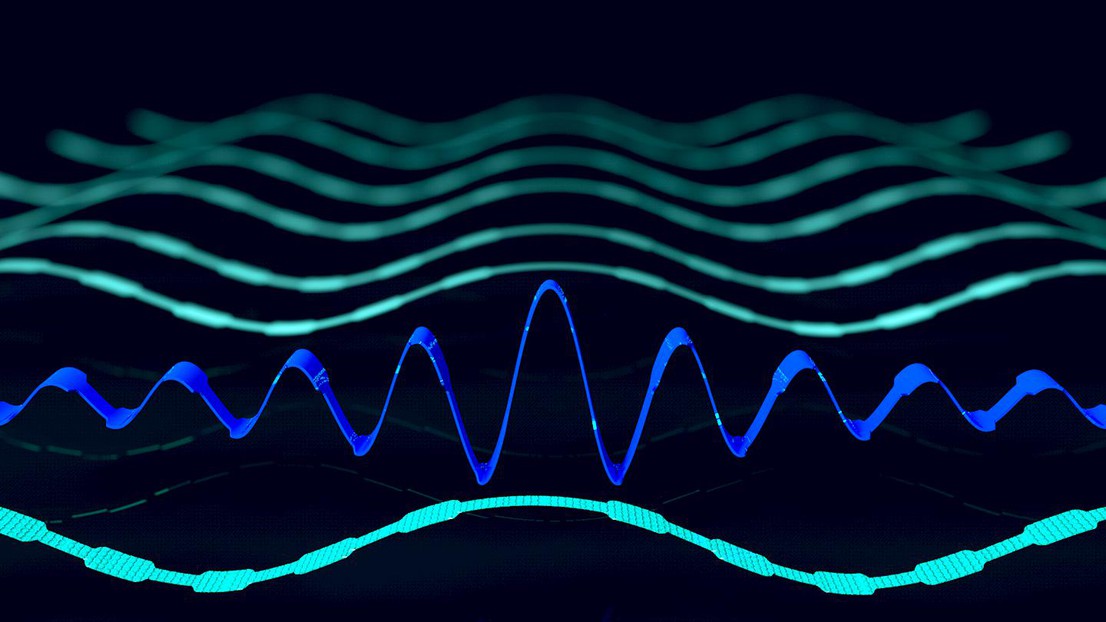 Artist’s rendition of the vibration patterns of nanoscale crystalline silicon strings. Credit: 2021 EPFL/  Daniele Francaviglia  - CC-BY-SA 4.0