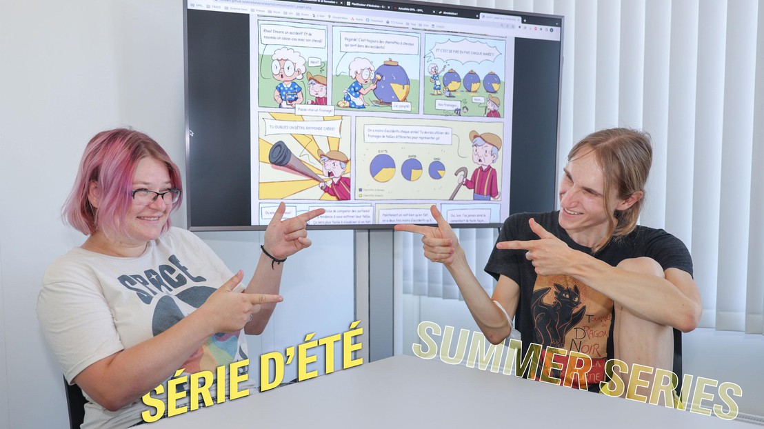 Blandine Moulin (à gauche) et Nicole Vadot ont manié humour et rigueur scientifique. © Murielle Geber/EPFL
