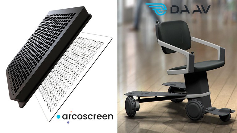 © 2022 ArcoScreen ArcoFlow 3D rendering and (c) 2022 DAAV's robotic wheelchair