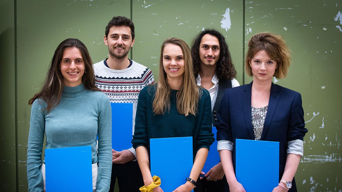 De gauche à droite: Loé Maire, Alexis Barrou, Julie Grieshaber, Jean-André Davy—Guidicelli, Sophie Desbiolles © Xavier Nussbaum 2022 EPFL