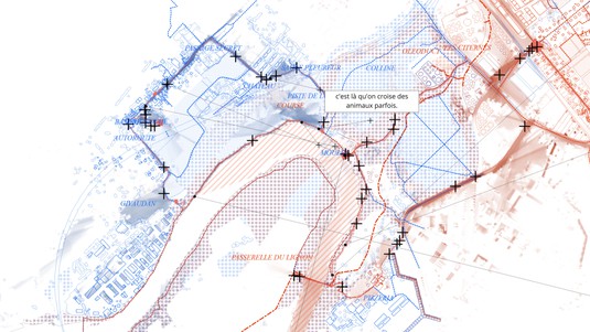 Exemple d'une des cartes qui superpose dimension affective et données géographiques.© ALICE/ EPFL