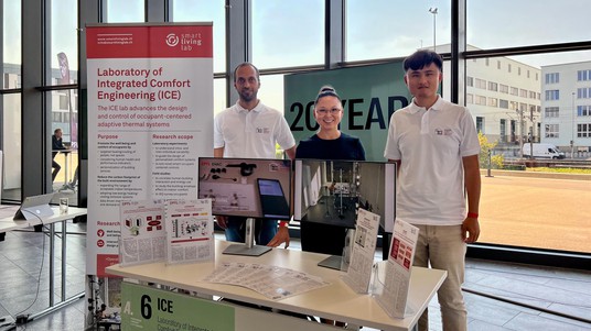 The ICE team at the ENAC's 20th Anniversary Exhibition © D. Khovalyg, EPFL 2022