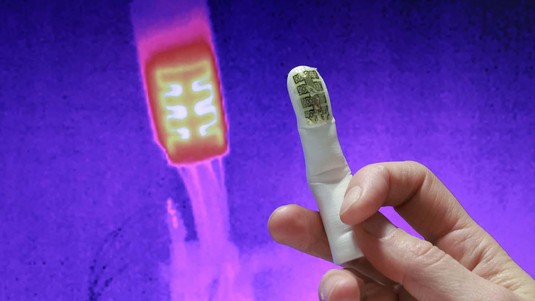 2023 EPFL / Alain Herzog. Le senseur vu avec une caméra thermique.
