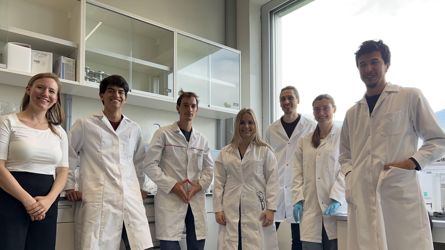 The SOIL group in August (from left to right): Meret, Antoine, Bence, Emma, Lorenz, Kristina, and Orly. © 2023 Meret Aeppli