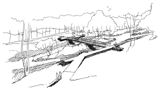 Croquis du projet lauréat "Chassé Croisé".© 2023 LAST/EPFL