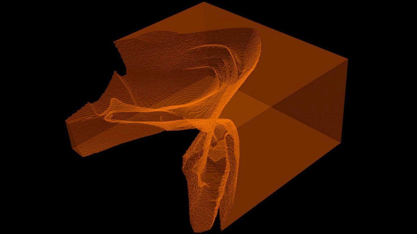Rendering of 3D crack front data  © EMSI EPFL CC BY SA