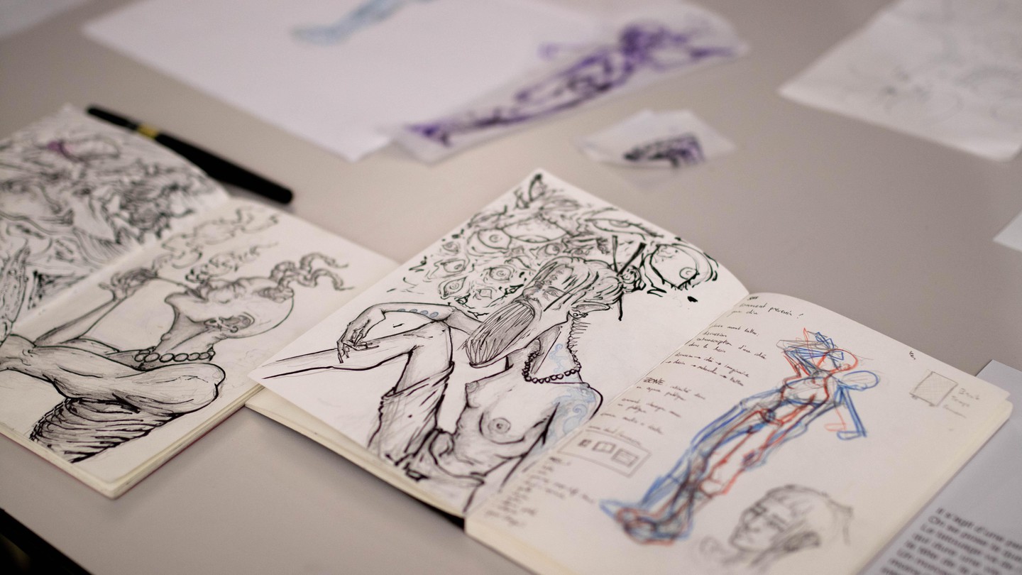Sketchbooks from student Jonas Lo Schiavo at the Le dessin qui se déplace event © 2023 Chiara Vargetto