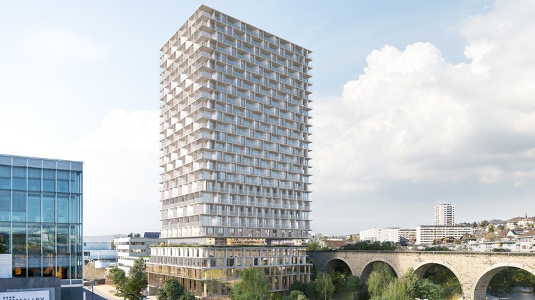 Visualization of the Tilia Tower in Malley, Switzerland @3XN & Itten+Brechbühl