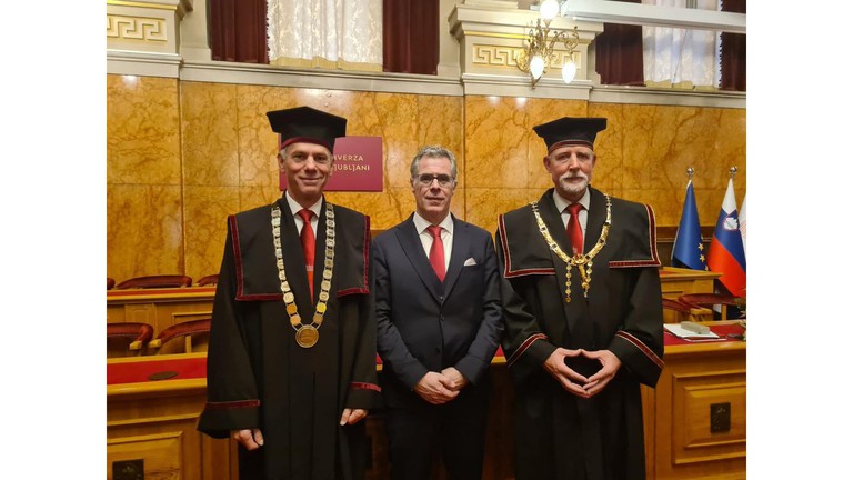 © 2024, Prof. Marko Topic (left), Prof. Ballif and Prof. Majdic, Rector