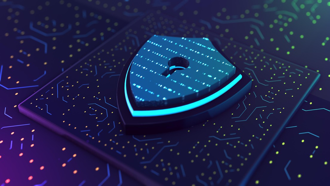 Cyber security hologram with digital shield 3D rendering © iStock