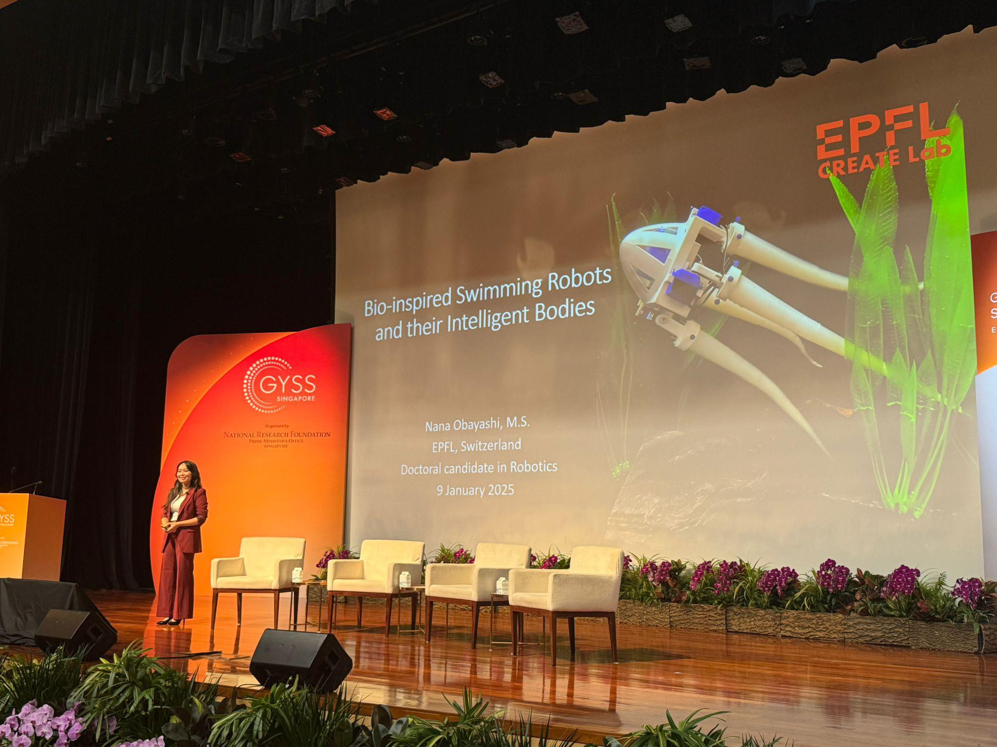 Research talk and panel discussion by Nana Obayashi on "Bio-inspired Swimming Robots and their Intelligent Bodies" - © National Research Foundation, Singapore (NRF) - 2025