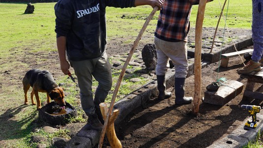 Reconstruction of a Hare Paenga on Easter Island. 2025 EPFL/Chloé Joly-Pottuz - CC-BY-SA 4.0