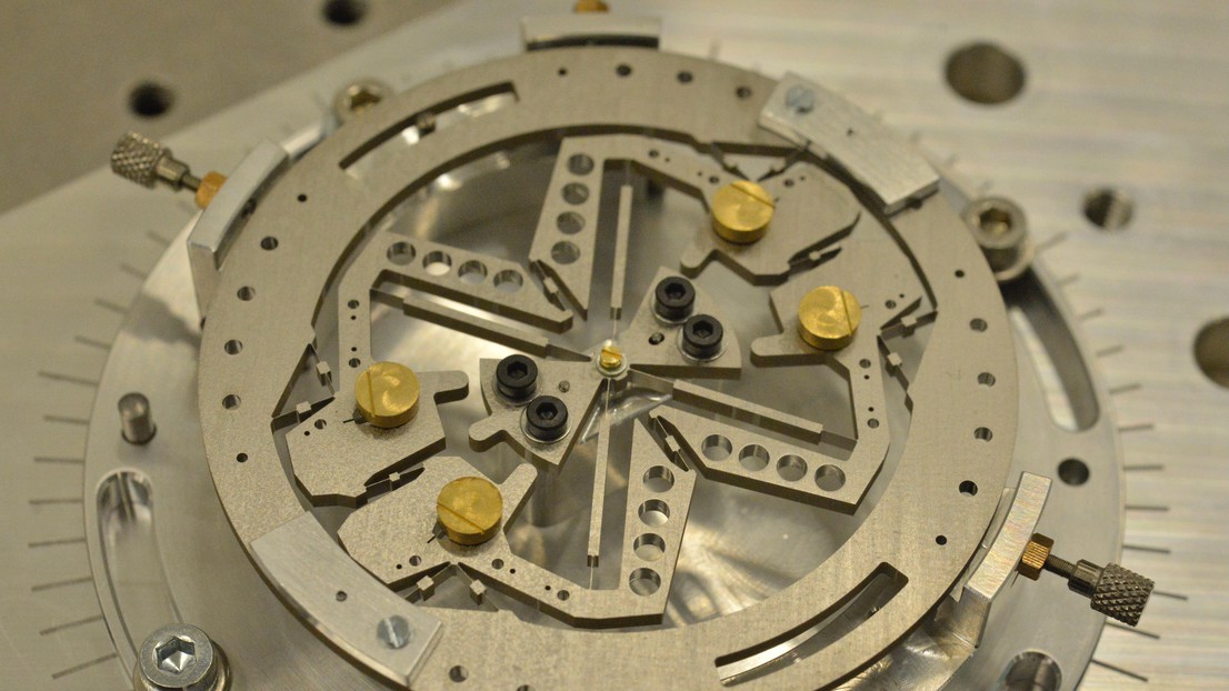 Pivot flexible monolithique a rotation purement circulaire doté d’une rigidité radiale améliorée. Mécanisme couvert brevet EPFL Instant-Lab, 2024. Crédit photo: S. Henein