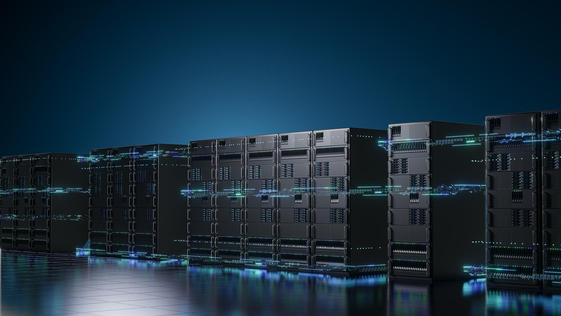 Row of modern server racks in a data center illuminated by blue lights © iStock Row of modern server racks in a data center illuminated by blue lights © iStock