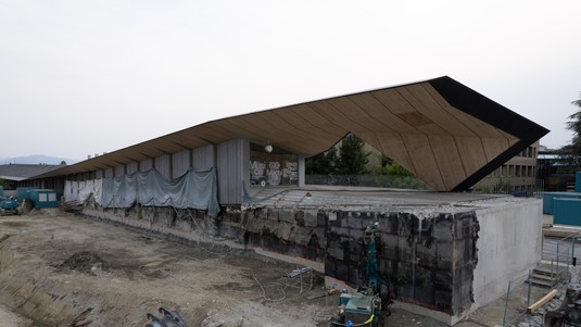 A concrete base supports the ArtLab building. © 2025 EPFL/J.Caillet