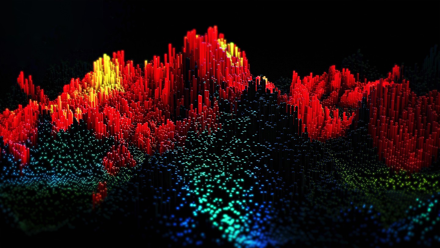Pixel landscape made from tiny cubes representing noise ©iStock