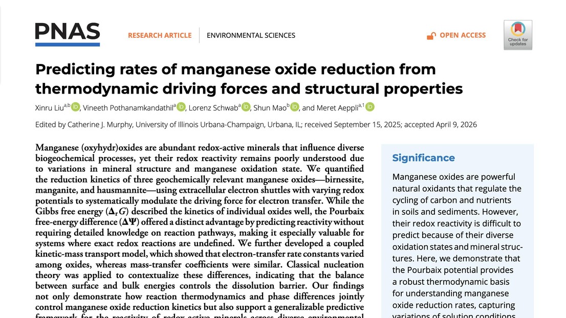 Front page of our new publication. © 2026 PNAS