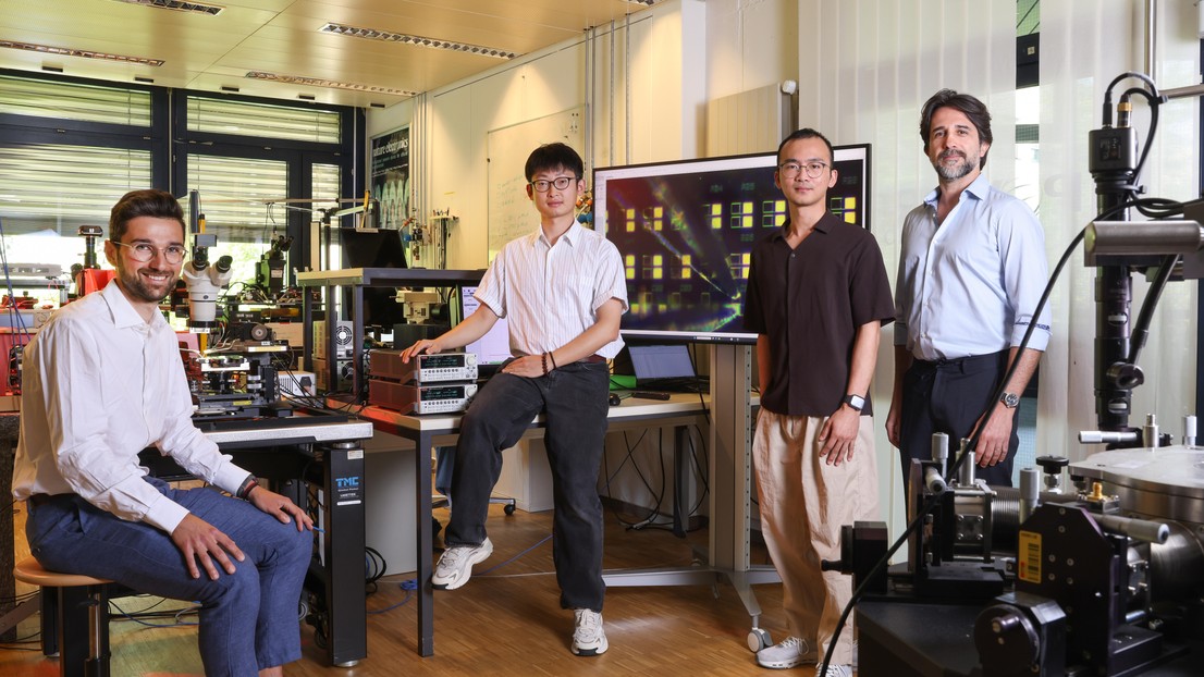 From left to right: co-authors Luca Mazzone, Yuan Zong, Hongkeng Zhu and Elison Matioli of the EPFL POWERlab. 2026 Alain Herzog/EPFL CC BY SA 4.0