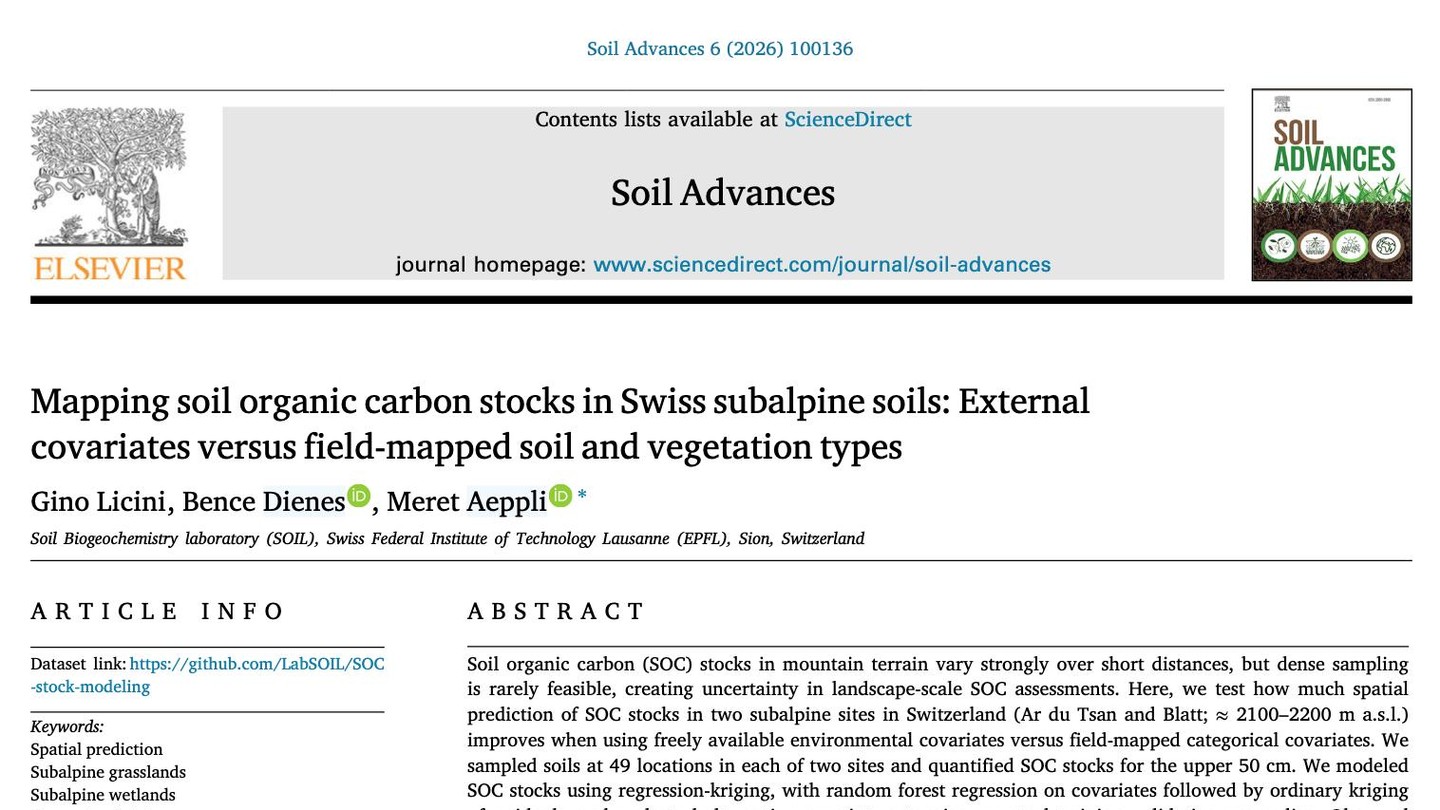 Gino's work is published in Soil Advances.
