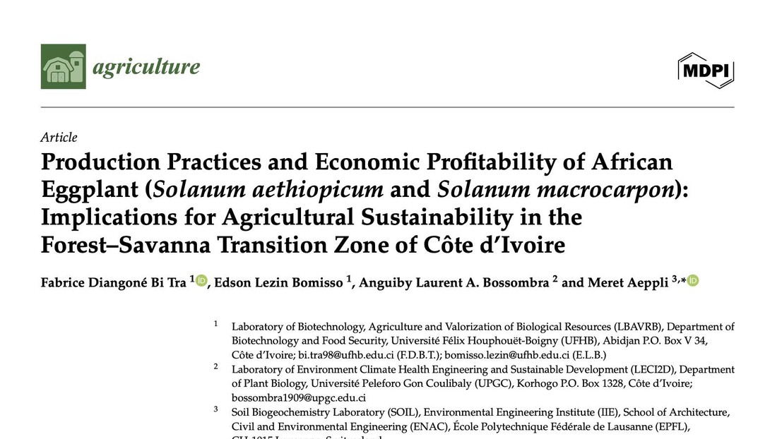 Fabrice's work is published in Agriculture.