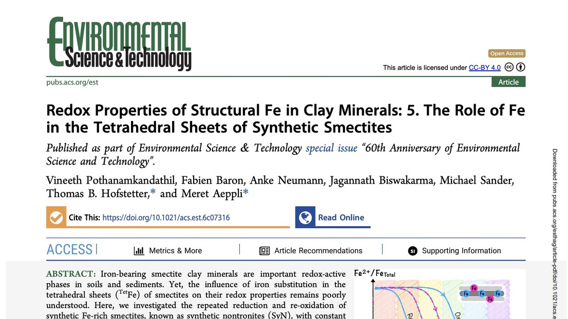 Vineeth's work is published in Environmental Science & Technology.