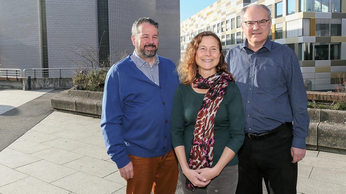 Bernhard Britsch, Silvia Müller and Waldemar Feller. © 2016 EPFL / Alain Herzog