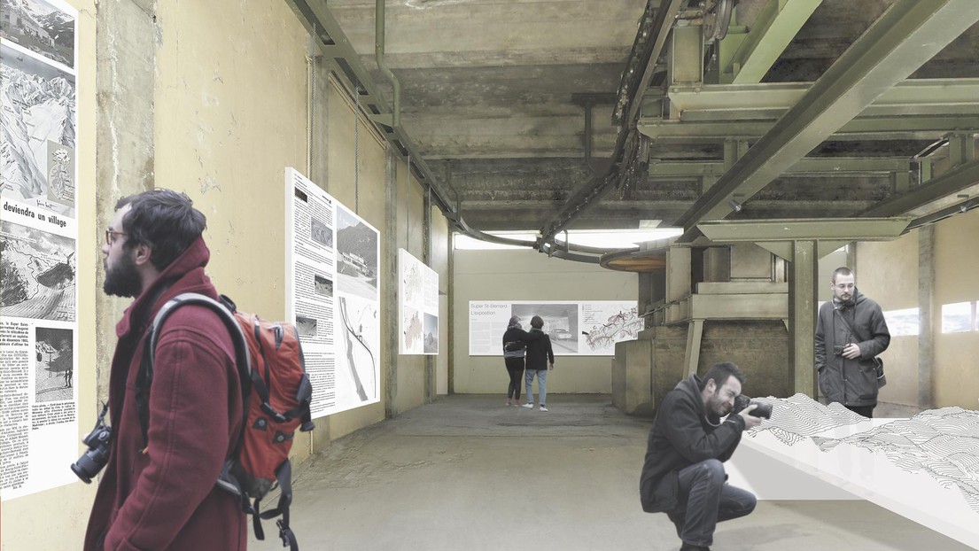 Super St. Bernard station: The museum space would show visitors how the Great St. Bernard tunnel was built. © 2016 EPFL