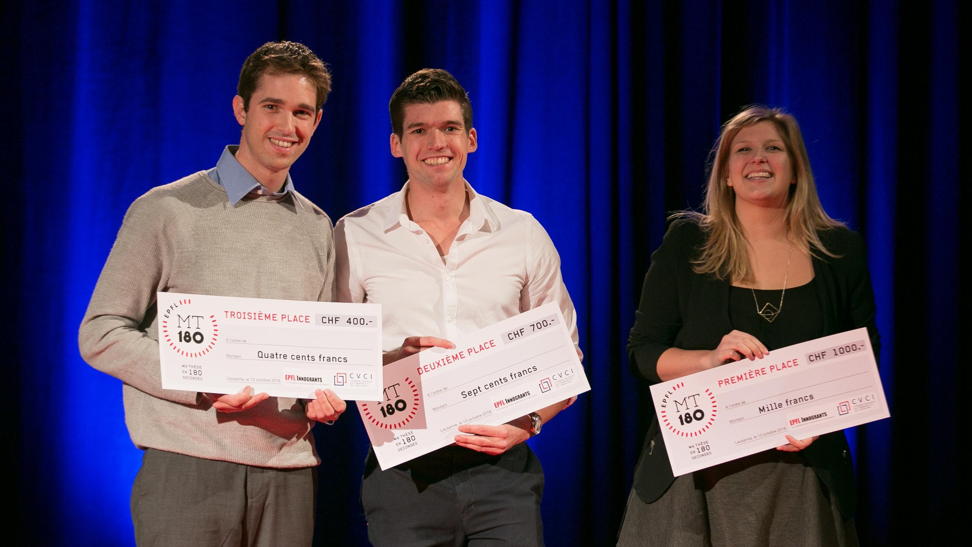 Amaël Cohades (3rd), Giel Op 't Veld (2nd) and Julie Scotton (1st)© 2016 Murielle Gerber