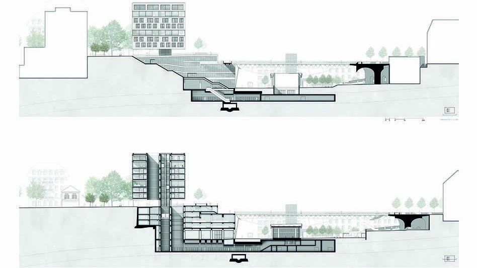 Le nouveau bâtiment abriterait un marché, un restaurant et un hôtel. © Davin/Valette