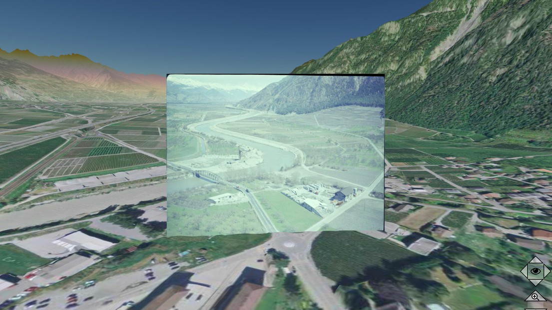 Smapshot lets users position archival photos over a virtual map of contemporary Switzerland. © EPFL/Swisstopo