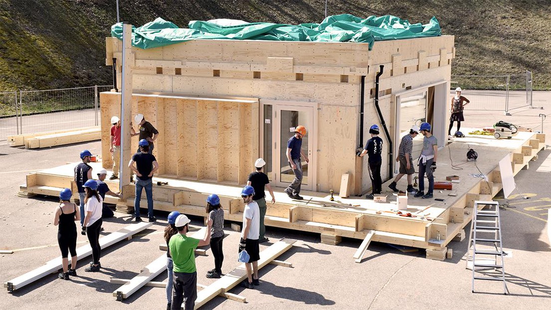 Le public pourra découvrir le NeighborHub, désormais terminé, samedi 10 juin à Fribourg. © Swiss living Challenge 2017