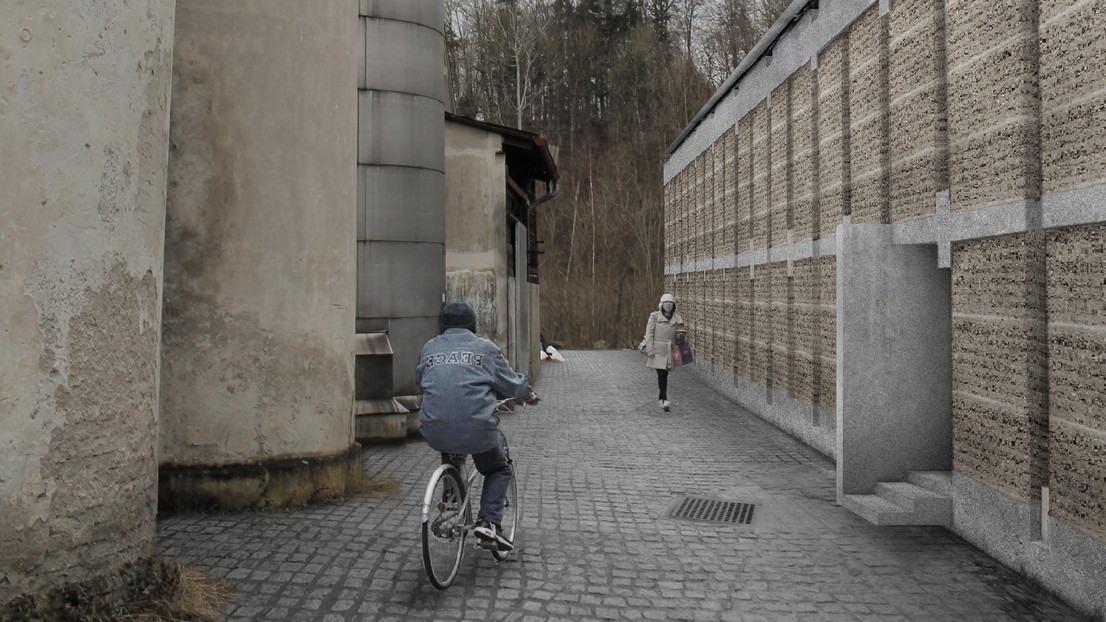 The rammed-earth columns will be spaced evenly apart. © Boltshauser/EPFL