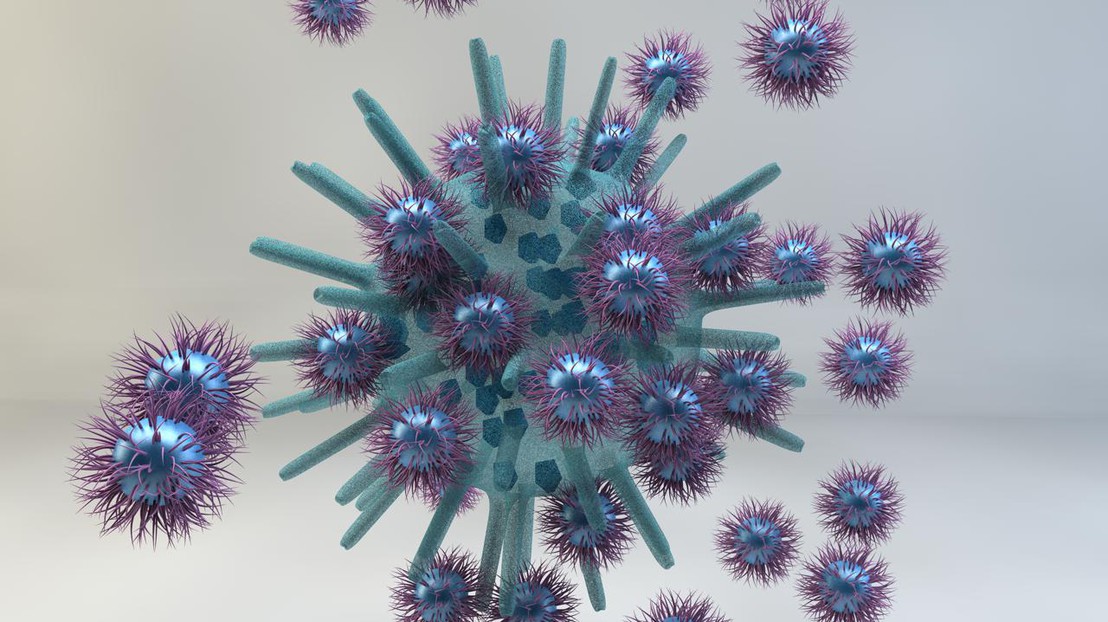 © SUNMIL/EPFL - Illustration d'une attaque imaginaire des nanoparticules sur un virus, conduisant à la perte de son intégrité