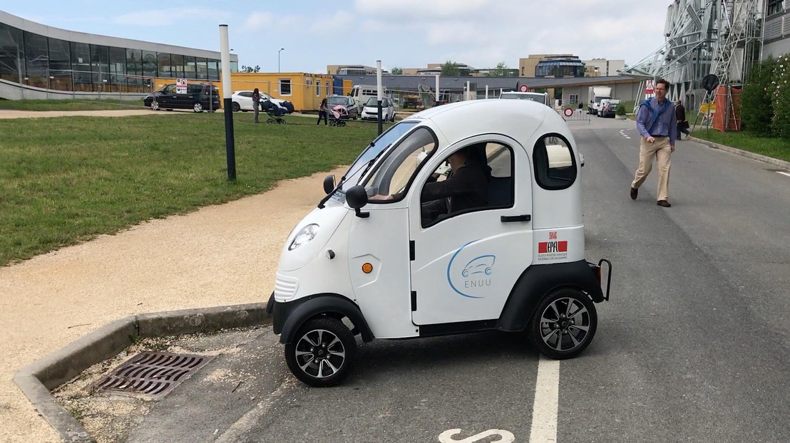 Les voitures-vélos électriques peuvent être testées jusqu'au 1er juin. ©EPFL