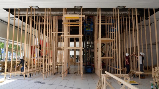 Construction de HOUSE 3. © EPFL / ALICE