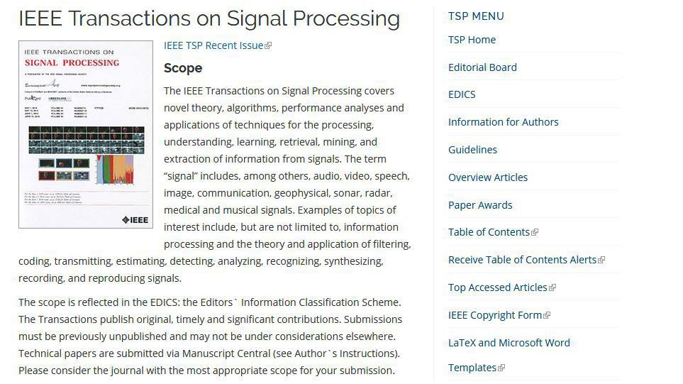 IEEE Transactions on Signal Processing site © 2018 EPFL