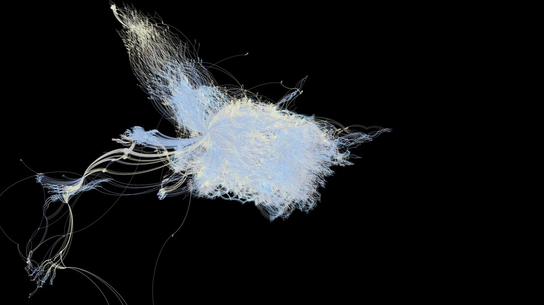 © 2018 EPFL  - Artistic view of a provenance graph representing calculations and data involved in the simulations of electronic properties of about 500 materials.