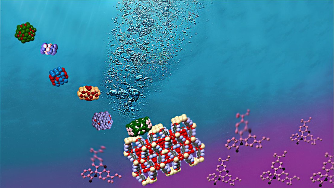 Génération photocatalytique d'hydrogène et dégradation simultanée d'un colorant, au moyen d'une structure organométallique sensible à la lumière visible. Crédit: Alina-Stavroula Kampouri/EPFL