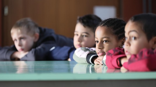 Vjosa Berisha’s pupils , eight-and nine- years -old kids. © 2019 EPFL