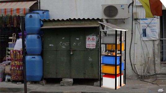 Visualizing the integration of a solar-powered modular device into a "petty shop" © Marius Aeberli