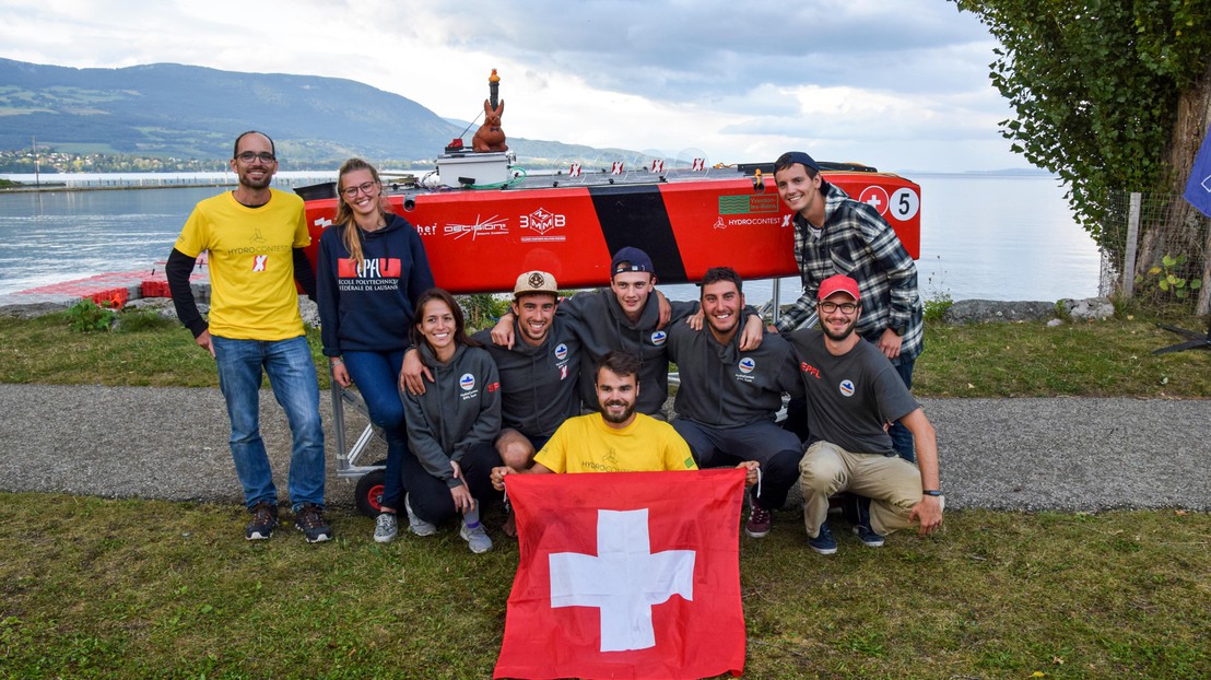 HydroContest EPFL Team took first place in the nautical competition with its lightweight boat.©Robin Amacher
